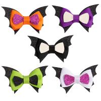 Children Hair Accessory Grosgrain Ribbon with Felt Bat handmade Halloween Design Sold By PC