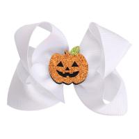 Børn Hair Accessory, Grosgrain bånd, Bowknot, håndlavet, Halloween Design & Pige, flere farver til valg, 114mm, Solgt af PC