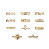 Zinklegering Ring Set, Zinc Alloy, gold plated, 11 stuks & met strass, 18mm,18.5mm, Verkocht door Stel