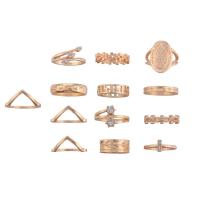 Zinklegering Ring Set, Zinc Alloy, gold plated, 13 stuks & voor vrouw & met strass, 17mm,17.5mm,18mm, Verkocht door Stel