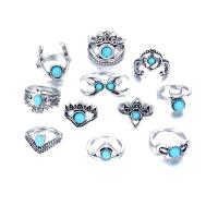 Zinklegering Ring Set, Zinc Alloy, met Hars, platinum plated, 11 stuks & voor vrouw, 16mm,17mm,17.5mm, Verkocht door Stel