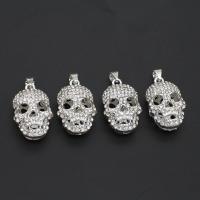 Rhinestone Zinc Alloy Pärlor, Zink Alloy, Skull, med strass, vit, 35mm, 10PC/Bag, Säljs av Bag