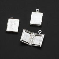 Zinc Alloy Locket vedhæng, Square, sølv, 18-40mm, 10pc'er/Bag, Solgt af Bag