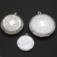 Zinc Alloy Locket Vedhæng, Runde, sølv, 10pc'er/Bag, Solgt af Bag