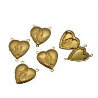 Lo zinco in lega Locket pendenti, ottone, Cuore, dorato, 37mm, 10PC/borsa, Venduto da borsa