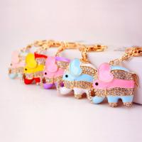 Zinc Alloy Key Clasp with Czech Rhinestone Elephant high quality plated fashion jewelry & for woman & enamel Sold By PC