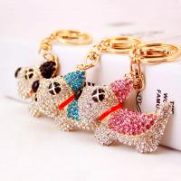 Zinc Alloy Key Clasp with Czech Rhinestone Dog high quality plated fashion jewelry & for woman & enamel Sold By PC