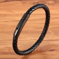 PU Leather Cord Bracelets with 304 Stainless Steel Vacuum Plating fashion jewelry Sold By PC