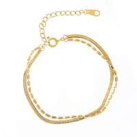 Bracelet d'acier titane, avec 1.57Inch chaînes de rallonge, Double couche & styles différents pour le choix & pour femme, doré, Longueur Environ 6.1 pouce, Vendu par PC