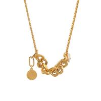 Colar de aço titânio, Partículas de aço, with Shell Pearl, with 1.97Inch extender chain, para mulher, dourado, 55mm,35mm, comprimento Aprox 17.32 inchaltura, vendido por PC