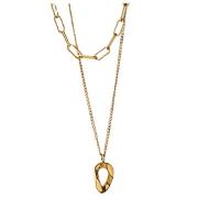 Partículas de aço camisola, with 1.97Inch extender chain, Camada Dupla & para mulher, dourado, 18x27mm, comprimento Aprox 17.72 inchaltura, Aprox 23.62 inchaltura, vendido por PC