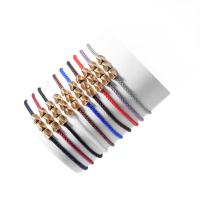 Messing Armbanden, Textiel binnenwerk Cord, met Messing, gold plated, Verstelbare & uniseks, meer kleuren voor de keuze, Lengte 7.5 inch, Verkocht door PC