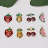 Zinc Alloy Enamel Pendants Fruit plated DIY nickel lead & cadmium free Sold By Bag