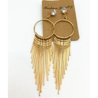 Fashion frynser øreringe, Zinc Alloy, Tassel, forgyldt, for kvinde & med rhinestone, flere farver til valg, nikkel, bly & cadmium fri, 30x100mm, Solgt af par