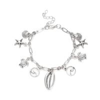 Bracelet de cheville en alliage de zinc, avec 1.96 inch chaînes de rallonge, Placage de couleur platine, pour femme, Longueur Environ 7.87 pouce, Vendu par PC