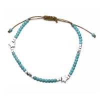 Sinc Alloy Anklet, le turquoise & Cadás Corda, dath platanam plátáilte, 4 phíosa & do bhean & cruan, gorm, Fad Thart 9.06 Inse, Díolta De réir PC