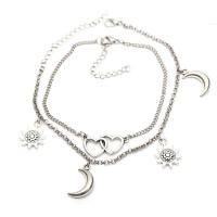 Sinc Alloy Anklet, plátáilte, 2 phíosa & do bhean, dathanna níos mó le haghaidh rogha, Fad Thart 7.87 Inse, Díolta De réir PC