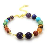 Gemstone Bracciali, ottone, with pietra preziosa, 14K pieno d'oro, per la donna, assenza di nichel,piombo&cadmio, 6-10mm, Lunghezza Appross. 7 pollice, Venduto da PC