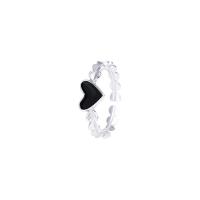 Anello in ottone, Cuore, Regolabile & per la donna & smalto, argento, 7x9mm,17mm, Venduto da PC