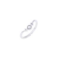 Mässing Finger Ring, med Plast Pearl, Justerbar & micro bana cubic zirconia & för kvinna, silver, 4x7mm,17mm, Säljs av PC