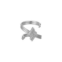 Mässing Cuff finger ring, plated, Justerbar & för kvinna, silver, 17mm, Säljs av PC