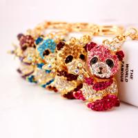 Zinc Alloy Key Clasp with Czech Rhinestone Bear high quality plated fashion jewelry & Unisex & enamel Sold By PC