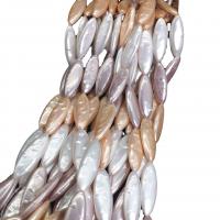 Shell Pearl Bead, Horse Eye, forgyldt, du kan DIY, blandede farver, 10x29mm, Solgt Per Ca. 15 inch Strand