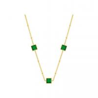 Collier d'acier titane, avec zircon cubique, avec 1.97Inch chaînes de rallonge, cadre, pour femme & facettes, vert, 7.50mm, Longueur Environ 15.75 pouce, Vendu par PC