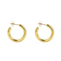 Titanium Aço Brinco, Partículas de aço, Rosca, para mulher, dourado, 25mm, vendido por par