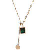 Collier d'acier titane, avec résine, avec 1.97Inch chaînes de rallonge, pour femme & facettes, plus de couleurs à choisir, 50mm, Longueur Environ 15.75 pouce, Vendu par PC