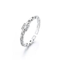 Cúbicos Circonia Micro Pave anillo de latón, metal, Donut, micro arcilla de zirconia cúbica & para mujer, color de platina, libre de níquel, plomo & cadmio, 4x5mm, tamaño:6, Vendido por UD