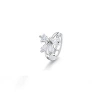 Žalvaris Ant cilindrinės spynos Hoopas Auskarai, Žalvarinis, su Kubinių Zirconia, Bowknot, moters, platinos spalva, nikelio, švino ir kadmio nemokamai, 7x8mm, Pardavė Pora