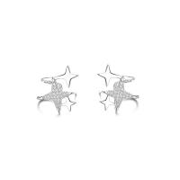 Brass Stud Earring for woman & with rhinestone platinum color nickel lead & cadmium free 14mm Sold By Pair