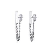 Boucles d'oreilles pendantes en laiton, pour femme, couleur platine, protéger l'environnement, sans nickel, plomb et cadmium, 45mm, Vendu par paire