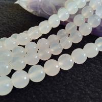 Perle Agate blanche naturelle, Rond, poli, DIY & normes différentes pour le choix, blanc, 2-12mm, Vendu par 14.96 pouce brin