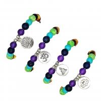 Gemstone Bracciali, pietra preziosa, with lega in zinco, placcato color argento, unisex & stili diversi per la scelta, colori misti, 8mm, Lunghezza 7.3-7.5 pollice, Venduto da PC