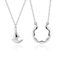 Collier de couple, Argent sterling 925, Placage de couleur platine, styles différents pour le choix, Vendu par PC