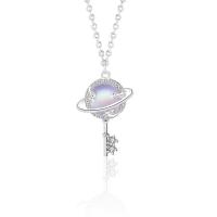 Cubic Zircon Micro Pave 925 Sterling Silver Necklace with Moonstone platinum color plated micro pave cubic zirconia & for woman Length Approx 15.74 Inch Sold By PC