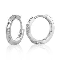 925 Sterling Silver Huggie Hoop Earring plated micro pave cubic zirconia & for woman Sold By Pair