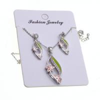 Strass Stainless Steel Jewelry Set, oorbel & halsketting, 304 roestvrij staal, voor vrouw & glazuur & met strass, gemengde kleuren, 36mm, Lengte Ca 45 cm, 10sets/Bag, Verkocht door Bag