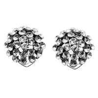 fer supports boutons, avec strass, argent, 36mm, 10PC/sac, Vendu par sac