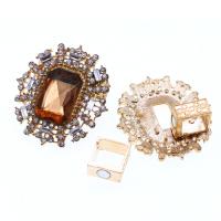 Ijzer Knop Bevindingen, met strass, gouden, 60mm, 10pC's/Bag, Verkocht door Bag