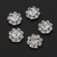 Montures de Cabochon en laiton, avec strass, argent, 11mm, 50PC/sac, Vendu par sac