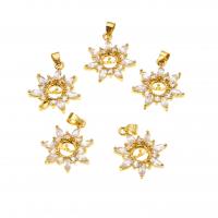 Cubique Pendentif en laiton zircon pavent, pavé de micro zircon, doré, 26mm, 10PC/sac, Vendu par sac