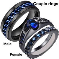 Couple Finger Rings Zinc Alloy plated fashion jewelry & Unisex  & for couple & with rhinestone two different colored Approx 5mm Sold By PC