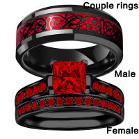 Couple Finger Rings Zinc Alloy plated fashion jewelry & Unisex  & for couple & with rhinestone two different colored Approx 5mm Sold By PC