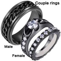 Couple Finger Rings Zinc Alloy plated fashion jewelry & Unisex  & for couple & with rhinestone two different colored Approx 5mm Sold By PC