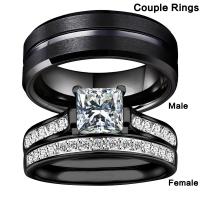 Couple Finger Rings Zinc Alloy plated fashion jewelry & Unisex  & for couple & with rhinestone two different colored Approx 5mm Sold By PC