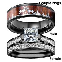 Couple Finger Rings Zinc Alloy plated fashion jewelry & Unisex  & for couple & with rhinestone two different colored Approx 5mm Sold By PC