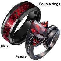 Anillos para Parejas, aleación de zinc, chapado, Joyería & unisexo & diverso tamaño para la opción & diferentes estilos para la opción & para la pareja & con diamantes de imitación, dos diferentes colores, agujero:aproximado 5mm, Vendido por UD